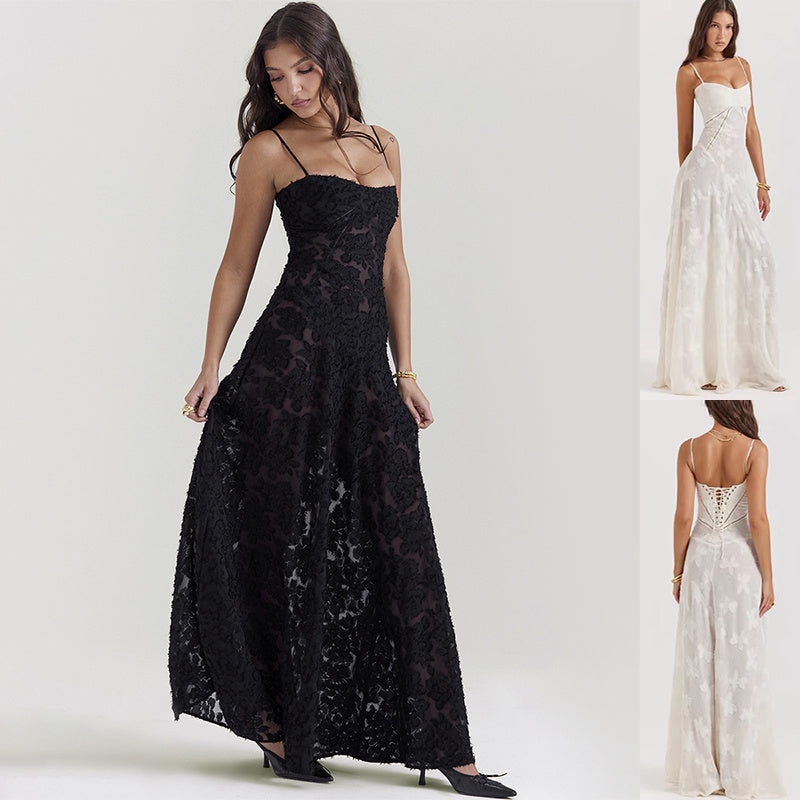 Robe_Katy_port_e_avec_des_accessoires_d_licats_pour_un_look_sophistiqu_.jpg Katy™ | Robe Satinée à Dos Lacé - Élégance Romantique et Confort Luxueux - Image 1