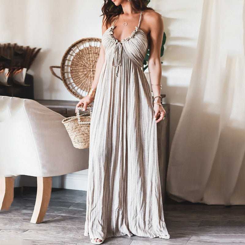 Style_boh_me_avec_une_touche_moderne_robe_Capucine_._7b597667-fdac-49d8-9685-a36b1ecf51ed.jpg Capucine™ | Robe Bohème Chic avec Dos Nu et Plis Élégants - Image 1