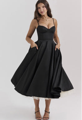Laura™ | Robe Midi Satinée avec Décolleté en Cœur - Élégance et Confort - Image 2